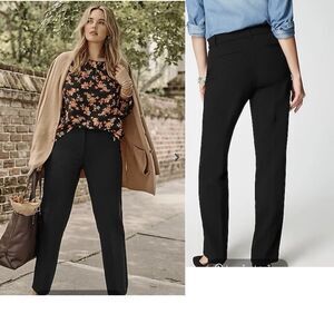 NWT J Jill Stretch Black Straight Leg Hook & Eye Flat Front Dress Pants size 6